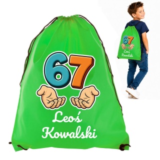 Worek Plecak 67 Six Seven z Imieniem dla Chłopca Dziewczynki do Przedszkola Szkoły na Buty W-F