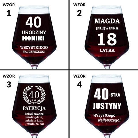 Kieliszek do Wina z Grawerem - Prezent na Urodziny Święta dla Przyjaciółki Dziewczyny Żony