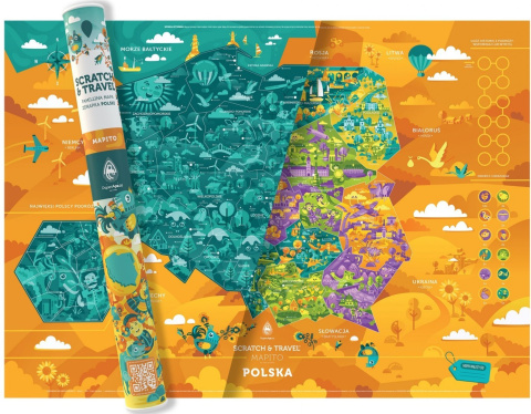 Mapa zdrapka Polska ilustrowana Mapa zdrapka Polska ilustrowana