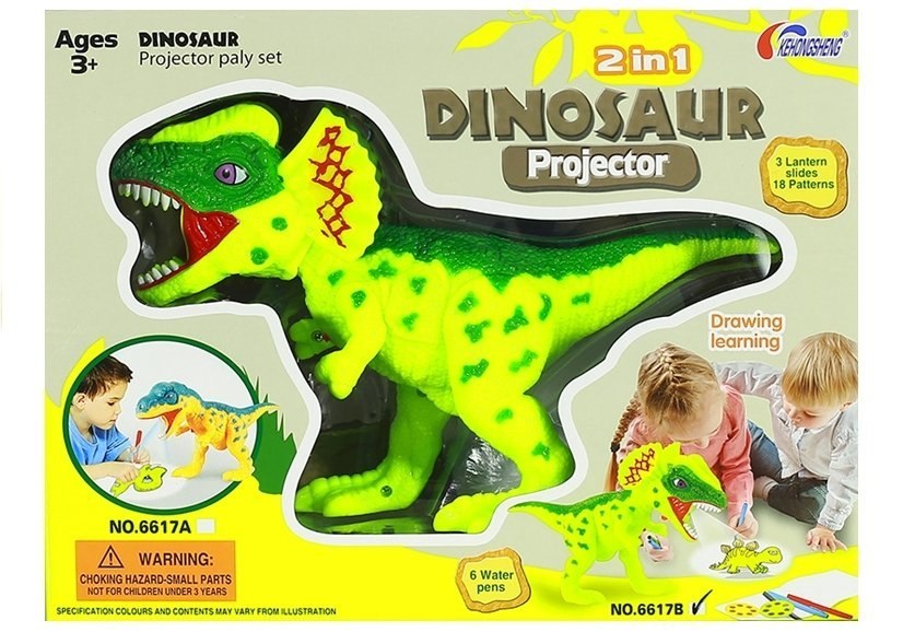 Projektor Dinozaur + Pisaki 18 Obrazków Malowanie Projektor Dinozaur + Pisaki 18 Obrazków Malowanie