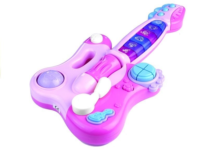 Interaktywna Gitara Pianinko Gra + Świeci Różowa Interaktywna Gitara Pianinko Gra + Świeci Różowa