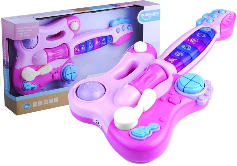 Interaktywna Gitara Pianinko Gra + Świeci Różowa Interaktywna Gitara Pianinko Gra + Świeci Różowa