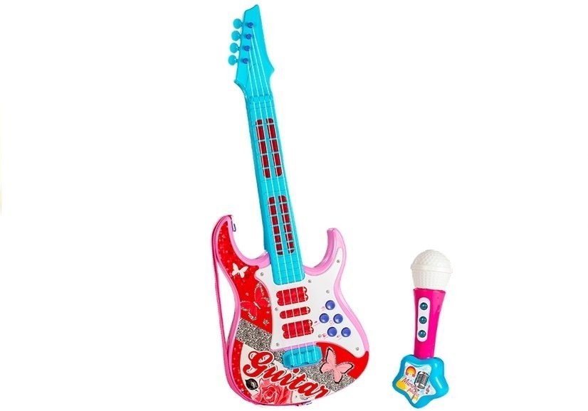 Gitara Elektryczna z Mikrofonem Struny Zabawka Róż Gitara Elektryczna z Mikrofonem Struny Zabawka Róż
