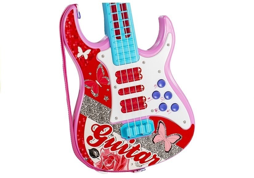 Gitara Elektryczna z Mikrofonem Struny Zabawka Róż Gitara Elektryczna z Mikrofonem Struny Zabawka Róż