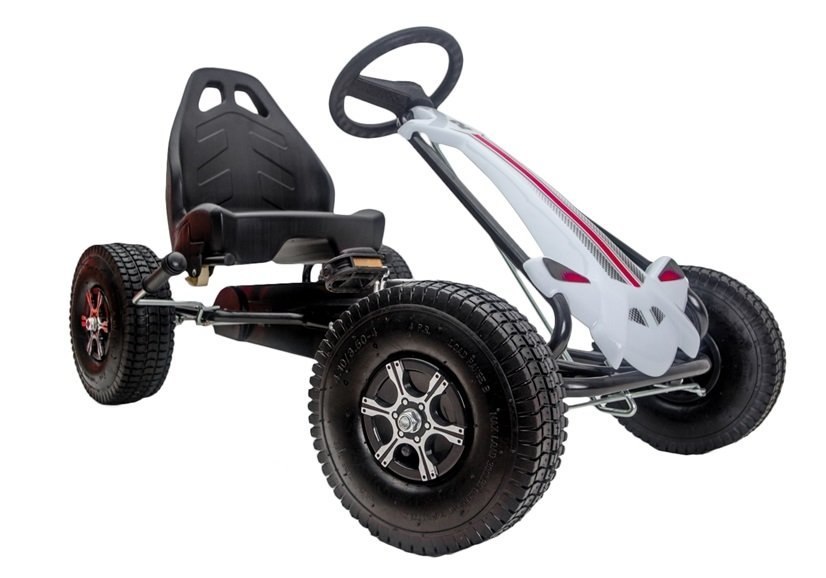 Gokart Biało-Czarny Na Pedały Pompowane Koła Hamulec Gokart Biało-Czarny Na Pedały Pompowane Koła Hamulec