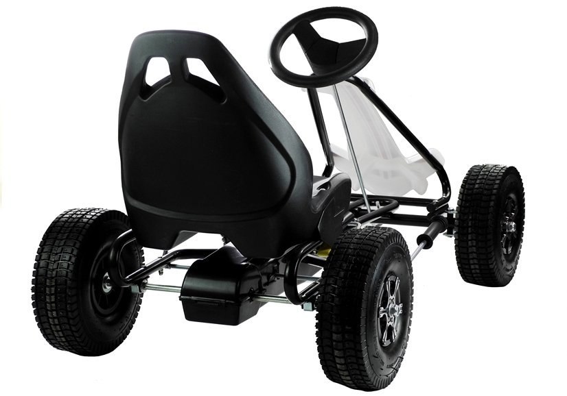 Gokart Biało-Czarny Na Pedały Pompowane Koła Hamulec Gokart Biało-Czarny Na Pedały Pompowane Koła Hamulec