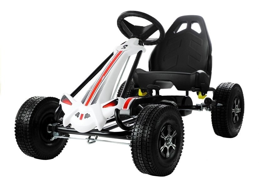 Gokart Biało-Czarny Na Pedały Pompowane Koła Hamulec Gokart Biało-Czarny Na Pedały Pompowane Koła Hamulec