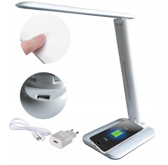 Lampka Biurkowa Nocna LED z Ładowarką bezprzewodową QI Lampka Biurkowa Nocna LED z Ładowarką bezprzewodową QI