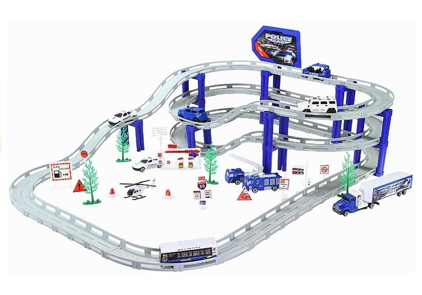 Duży Tor Samochodowy Policja 10 pojazdów 495cm HIT Duży Tor Samochodowy Policja 10 pojazdów 495cm HIT