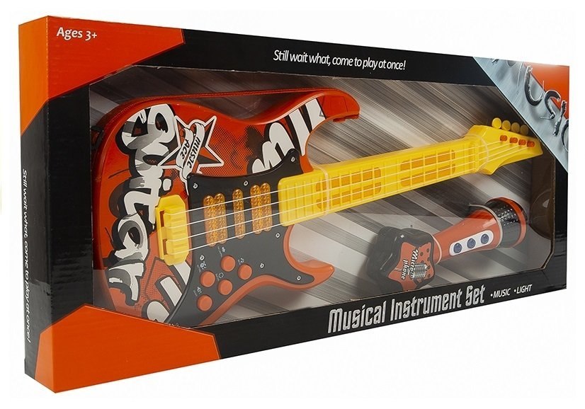 Gitara Elektryczna z Mikrofonem Struny Zabawka Gitara Elektryczna z Mikrofonem Struny Zabawka