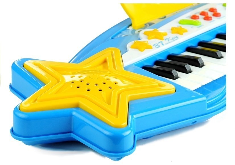 Keyboard Na Nóżkach Stołek MP3 Mikrofon Niebieski Keyboard Na Nóżkach Stołek MP3 Mikrofon Niebieski