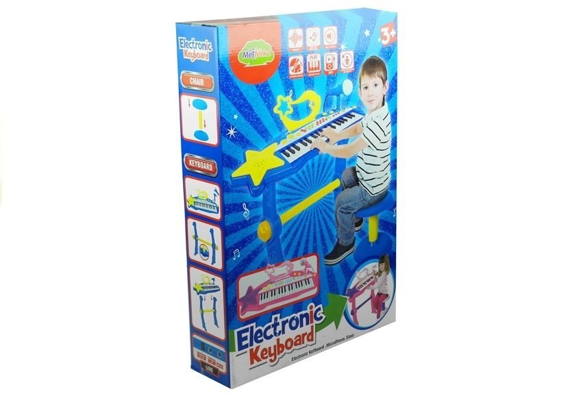Keyboard Na Nóżkach Stołek MP3 Mikrofon Różowy Keyboard Na Nóżkach Stołek MP3 Mikrofon Różowy