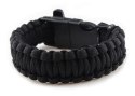 Bransoletka paracord 3w1 CZARNA survival