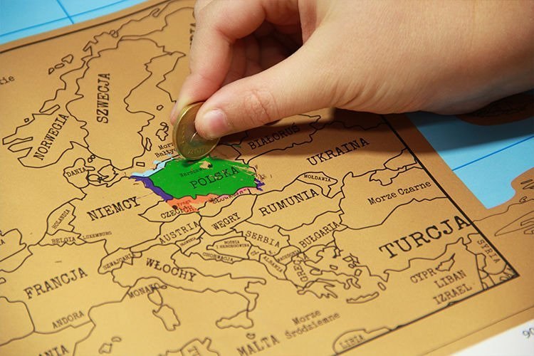 Mapa świata zdrapka - wersja po Polsku