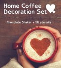 Zestaw dekoracyjny: szablony do kawy (16 szt.) & shaker