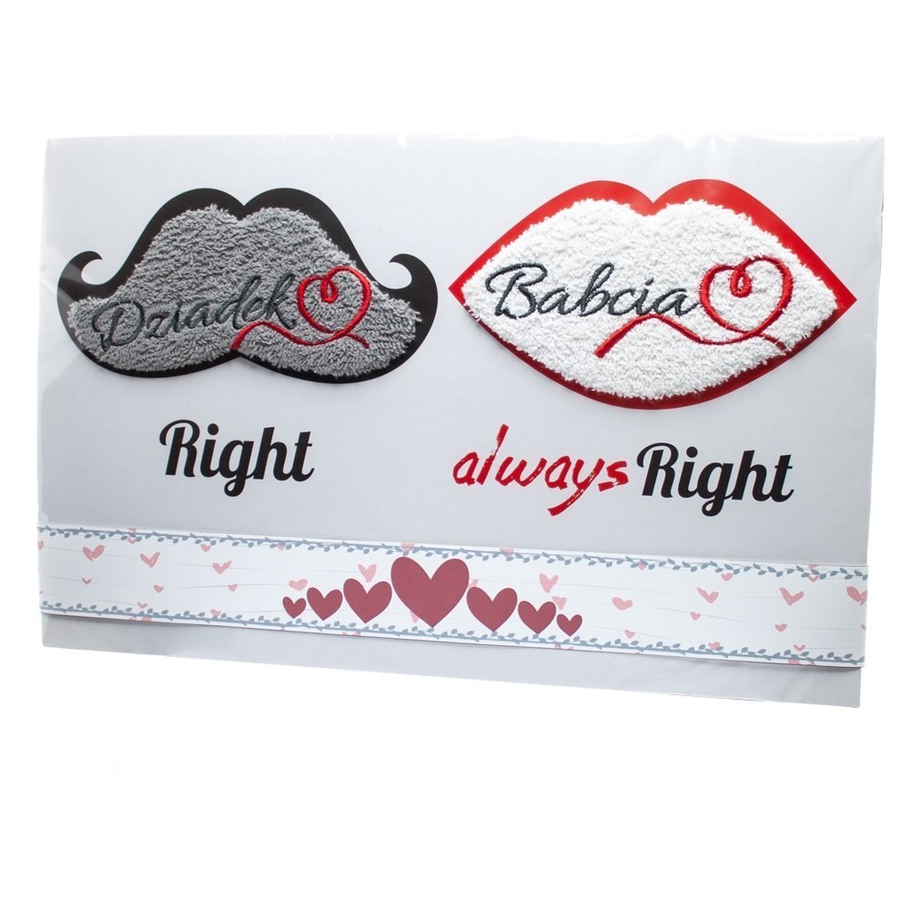 Komplet 2 ręczników - "Dziadek Right" "Babcia always Right" Komplet 2 ręczników - "Dziadek Right" "Babcia always Right"