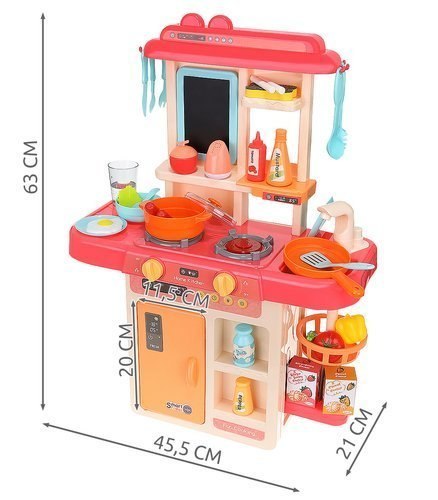 Kuchnia zabawkowa 63cm różowa + para