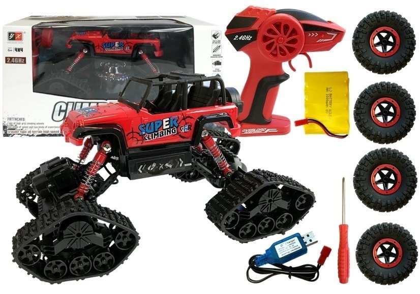 Jeep Zdalnie Sterowane Terenowe R/C Czerwony 4x4 Jeep Zdalnie Sterowane Terenowe R/C Czerwony 4x4