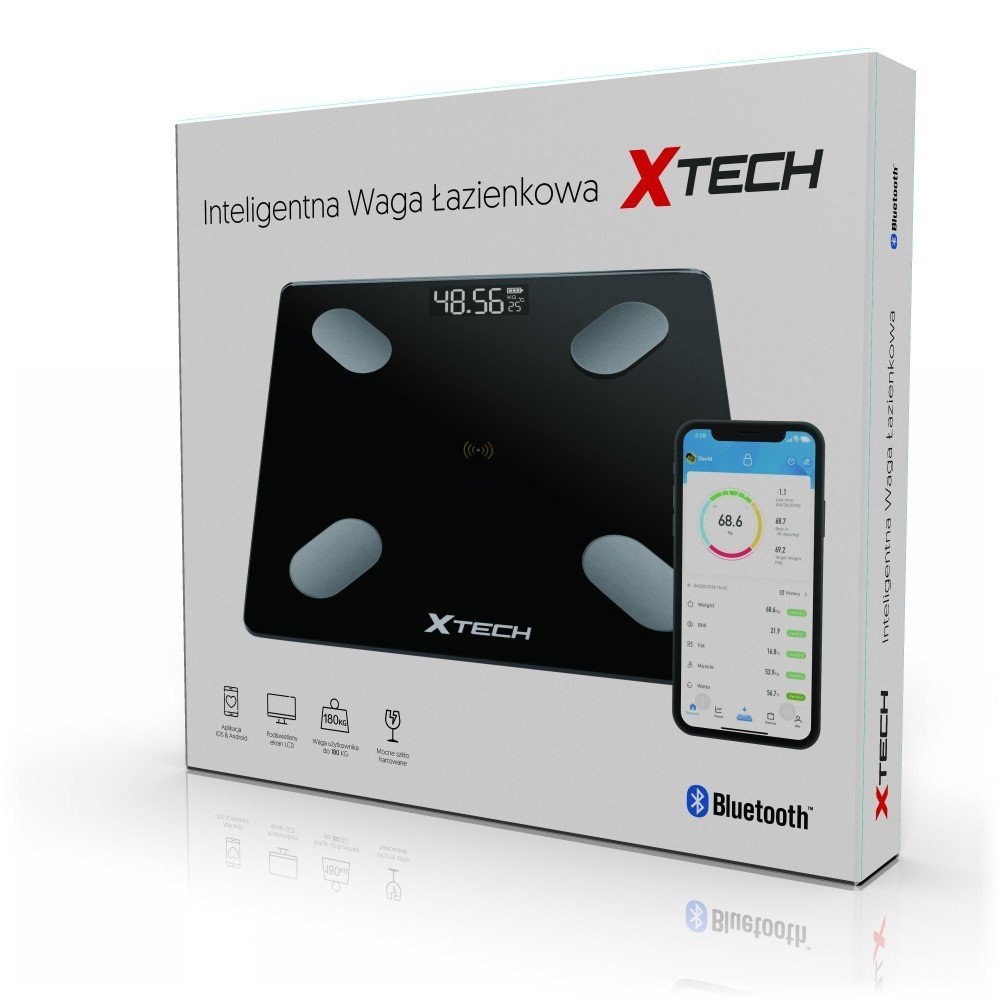 Inteligentna waga łazienkowa bluetooth czarna Inteligentna waga łazienkowa bluetooth czarna