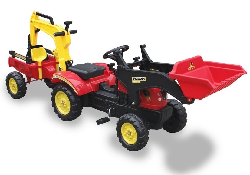 Traktor z Przyczepą i Łyżką Przód i tył czerwony Pedały 3009 Traktor z Przyczepą i Łyżką Przód i tył czerwony Pedały 3009