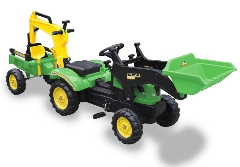 Traktor z Przyczepą i Łyżką Przód i tył zielony Pedały 3009 Traktor z Przyczepą i Łyżką Przód i tył zielony Pedały 3009