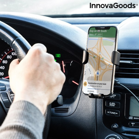 Uchwyt na Telefon do Samochodu z Ładowarką Indukcyjną Grawitacyjny InnovaGoods Uchwyt na Telefon do Samochodu z Ładowarką Indukcyjną Grawitacyjny InnovaGoods