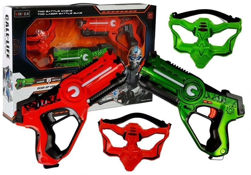 Pistolet Laserowy z maską na Baterie 2 szt Pistolet Laserowy z maską na Baterie 2 szt