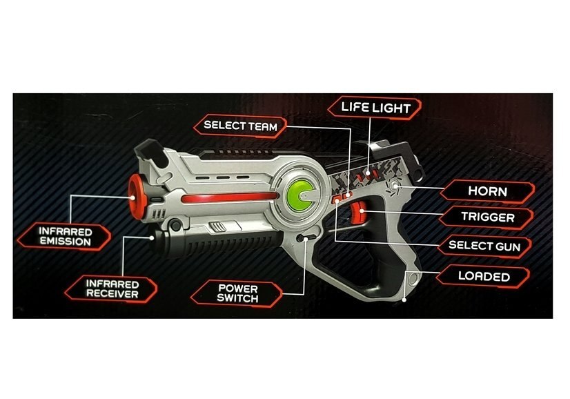 Pistolet Laserowy z maską na Baterie 2 szt Pistolet Laserowy z maską na Baterie 2 szt