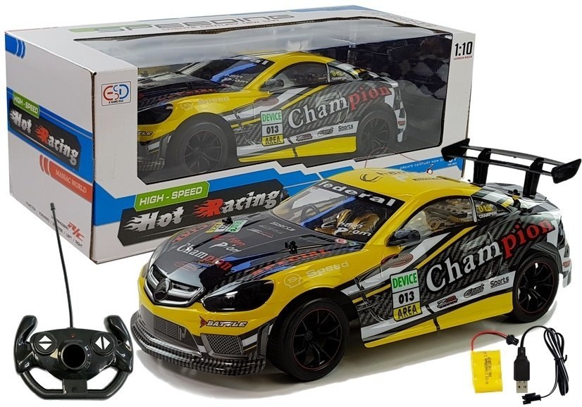 Auto Sportowe Zdalnie Sterowane 1:10 Żółte R/C Auto Sportowe Zdalnie Sterowane 1:10 Żółte R/C