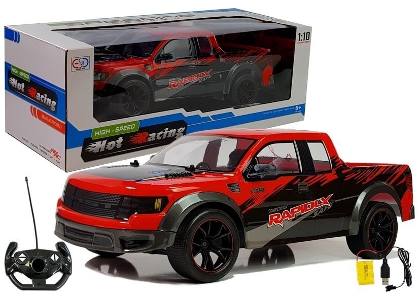 Auto Zdalnie Sterowane Pick Up 1:10 Czerwone R/C Auto Zdalnie Sterowane Pick Up 1:10 Czerwone R/C