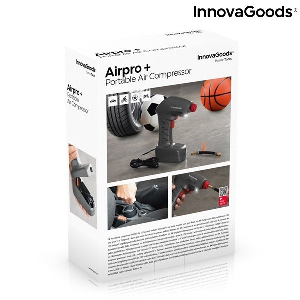Przenośny kompresor powietrza LED Airpro+ InnovaGoods Przenośny kompresor powietrza LED Airpro+ InnovaGoods