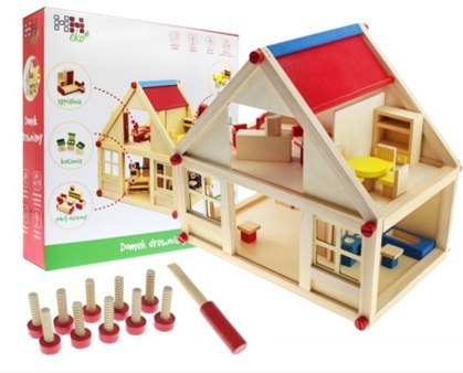 Domek dla lalek drewniany z akcesoriami 40cm Domek dla lalek drewniany z akcesoriami 40cm