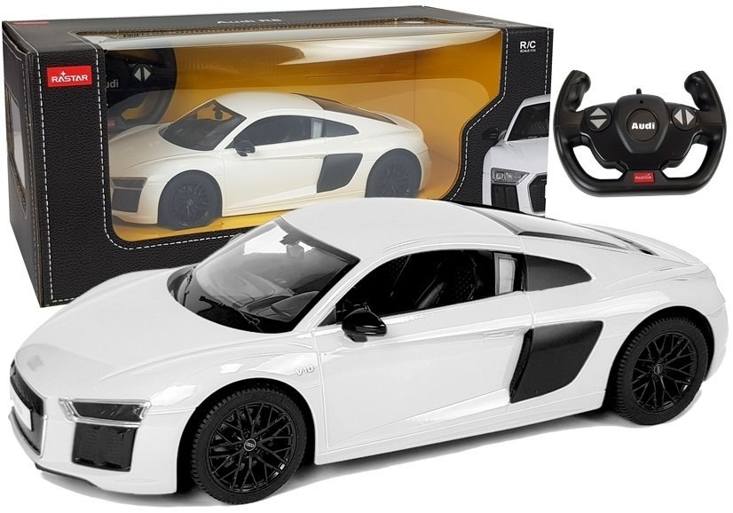 Auto R/C Audi R8 Rastar 1:14 Białe na pilota Auto R/C Audi R8 Rastar 1:14 Białe na pilota