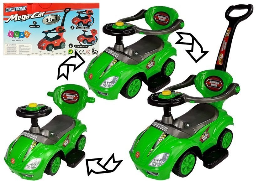 Jeździk z Pchaczem Mega Car 3w1 Zielony Jeździk z Pchaczem Mega Car 3w1 Zielony