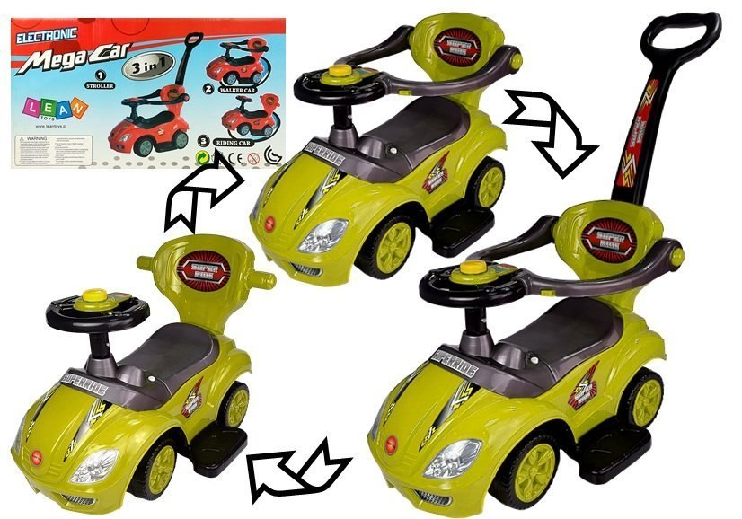 Jeździk z Pchaczem Mega Car 3w1 Żółty Jeździk z Pchaczem Mega Car 3w1 Żółty