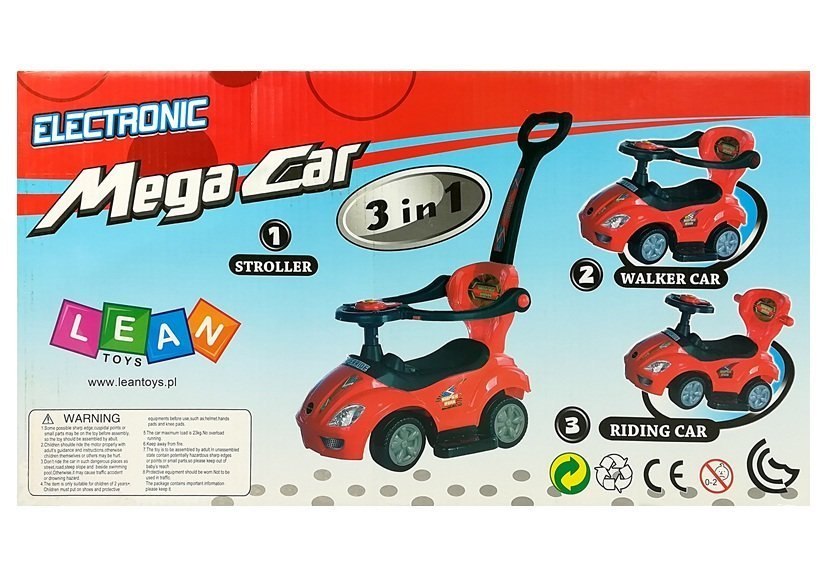 Jeździk z Pchaczem Mega Car 3w1 Żółty Jeździk z Pchaczem Mega Car 3w1 Żółty