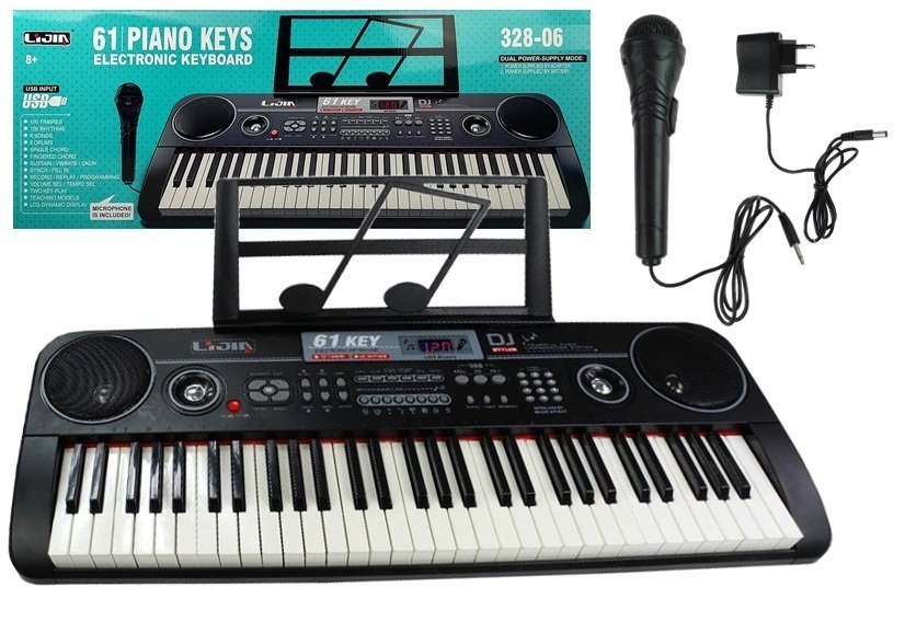 Keyboard Organy 328-06 Mikrofon Zasilacz Czarny Keyboard Organy 328-06 Mikrofon Zasilacz Czarny
